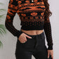 Schwarzer Halloween-Pullover mit Vintage-Muster - Rundhalsausschnitt