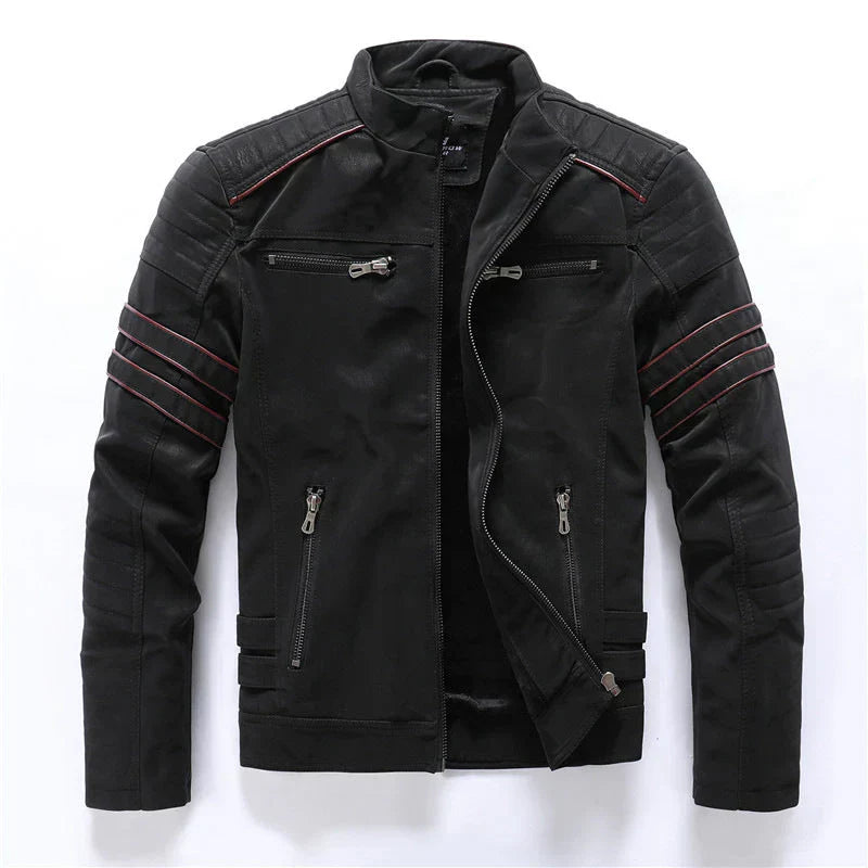 Herren-bikerjacke mit reißverschluss – auffälliges lederdesign