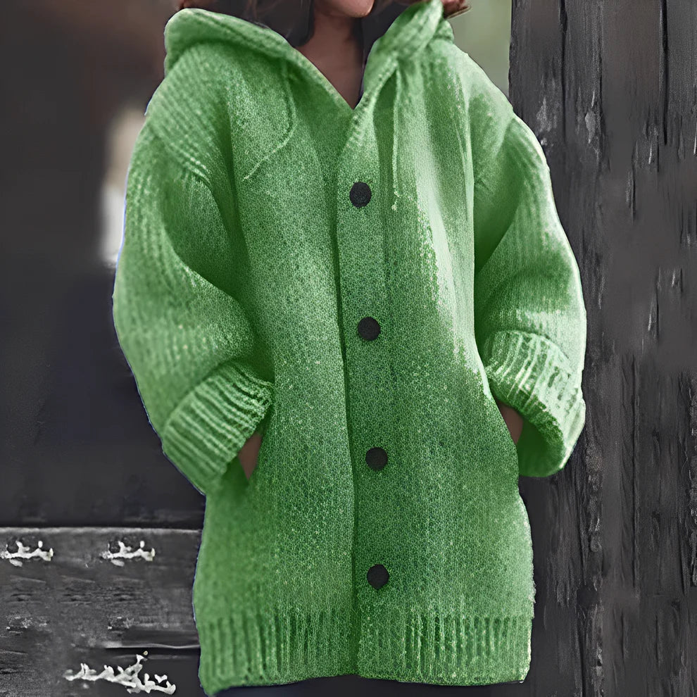 Jaqueline – gemütliche strickjacke mit kapuze und taschen