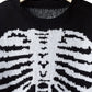 Schwarzer Skelett-Pullover mit Halloween-Aufdruck - Casual Style
