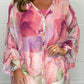 Bunte Bluse mit Aquarellmuster und Perlmuttknöpfen - Fiona