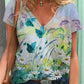 T-shirt mit v-ausschnitt malerei blumenkunst