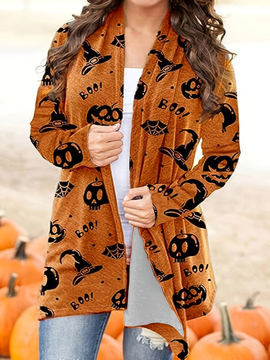 Halloween Strickjacke Orange - Gemütliche Damen Cardigan