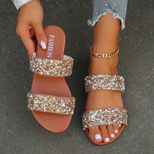 Goldene pantoffeln mit glitzer - Eva
