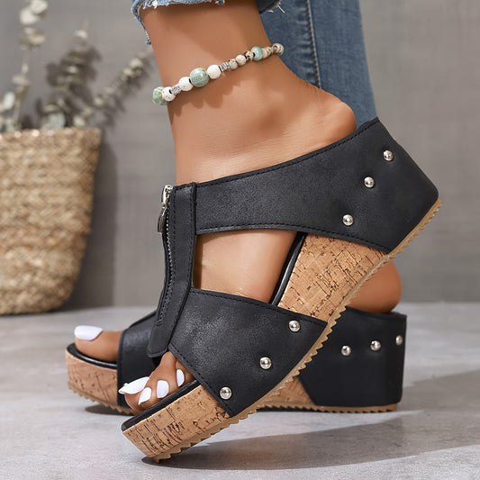 Braune Sandalen mit Reißverschluss - Mia