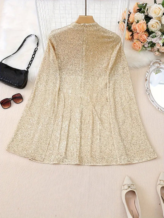 Elegantes schickes kontrast-pailletten-Minikleid