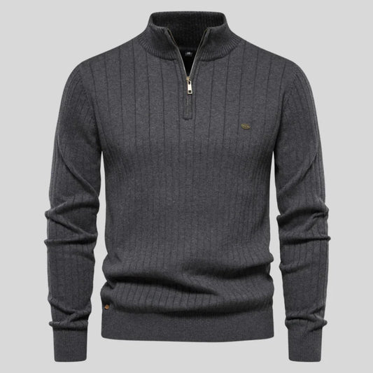 Herren strickpullover mit halbem reißverschluss – warme winterqualität