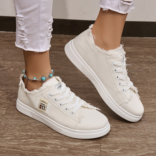 Weißer Leinenschuh - Damen Casual Sneaker