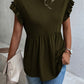 Olivgrünes T-Shirt mit Rüschen - Ella