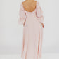 Corrine – langes Kleid mit rüschenärmeln und taschen – ballerina-pink – stoßfest