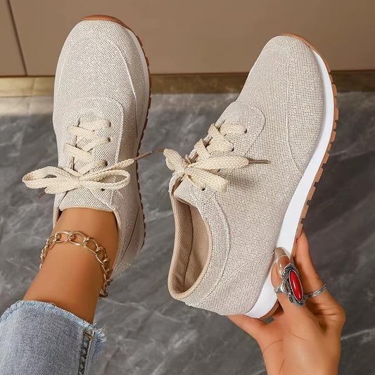 Beige leinen-look sneakers - damen nora
