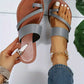 Rote Flip-Flops mit Lederriemen - Emma