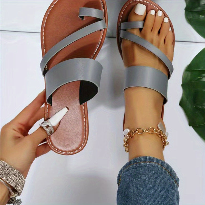 Rote Flip-Flops mit Lederriemen - Emma
