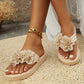 Beige Flip-Flops mit Blumenakzent - Emma