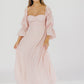 Corrine – langes Kleid mit rüschenärmeln und taschen – ballerina-pink – stoßfest