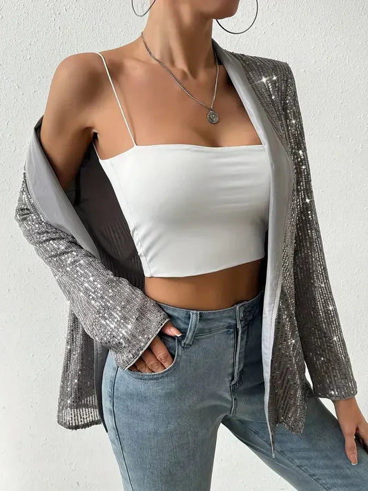 Grauer blazer mit glänzenden pailletten | Aerys