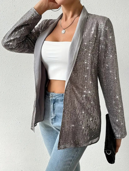 Grauer blazer mit glänzenden pailletten | Aerys