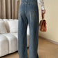 Vintage-jeans aus denim mit weitem bein und knopfleiste – damen