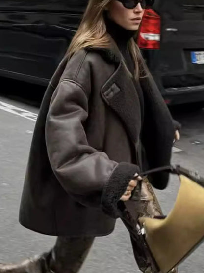 Olivia revers-kunstlederjacke – warmer herbst/winter must-have