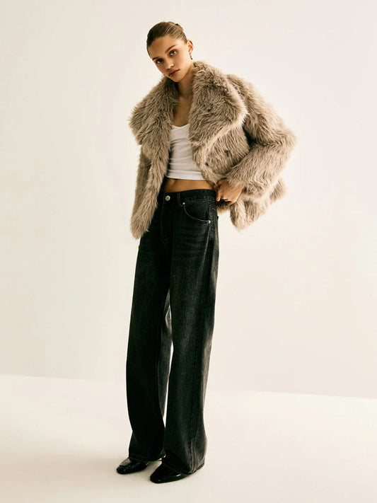 Luxuriöse kunstpelzjacke – damen