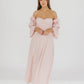 Corrine – langes Kleid mit rüschenärmeln und taschen – ballerina-pink – stoßfest
