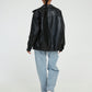 Sophia lässige lederjacke in ubergröße – moderner oversize-look