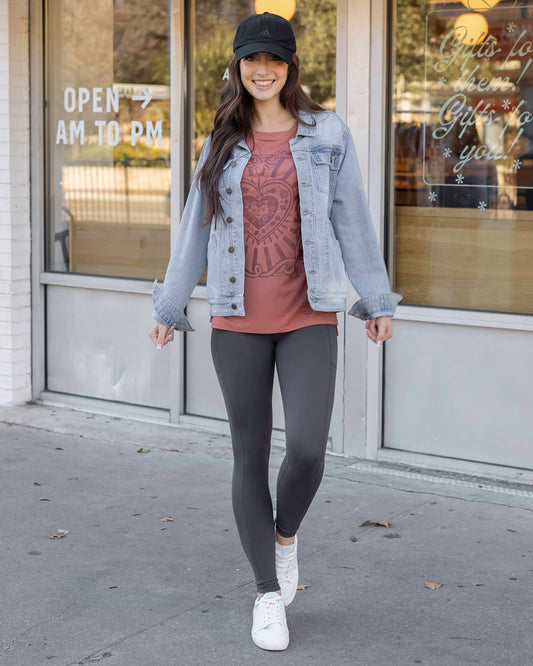 Zoe - Dunkelgraue Fitness-Leggings mit Tasche