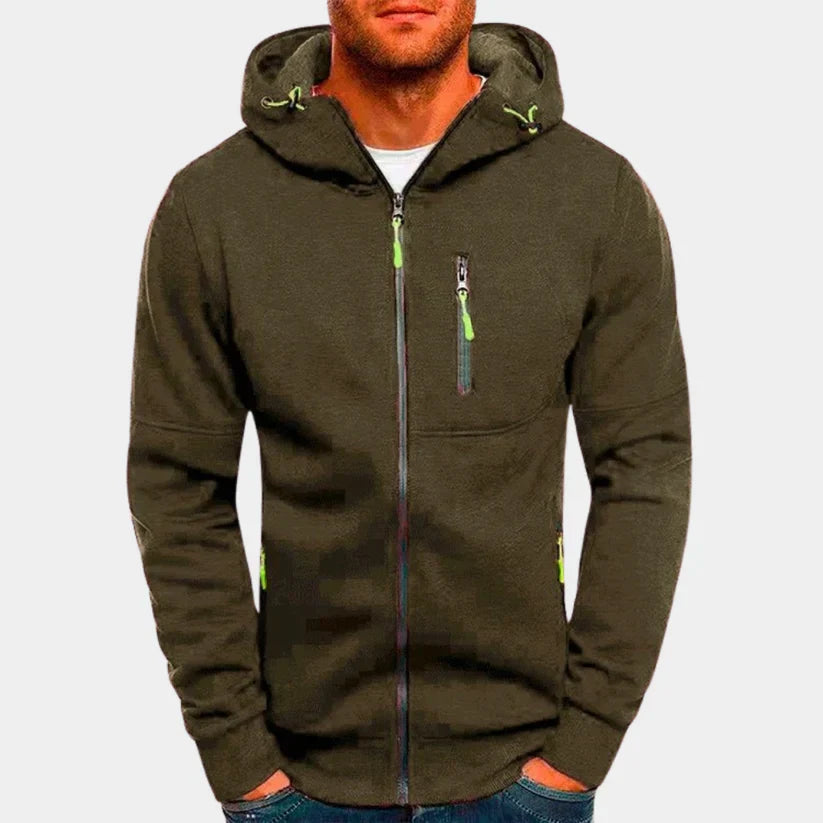 Erik – slim fit zip hoodie mit rippbündchen und reißverschlusstasche
