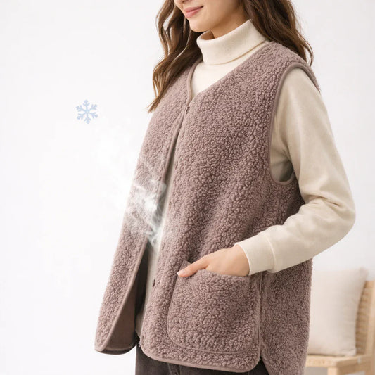 Oversized teddy-fleeceweste für damen