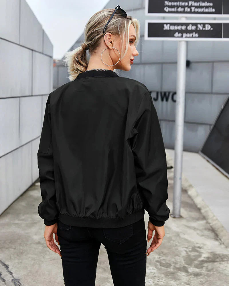 Lässige langarm-reißverschlussjacke – damen