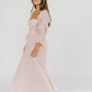 Corrine – langes Kleid mit rüschenärmeln und taschen – ballerina-pink – stoßfest