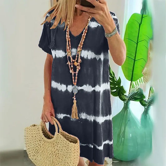 Helena - Lässiges Schwarz-Weiß Sommerkleid