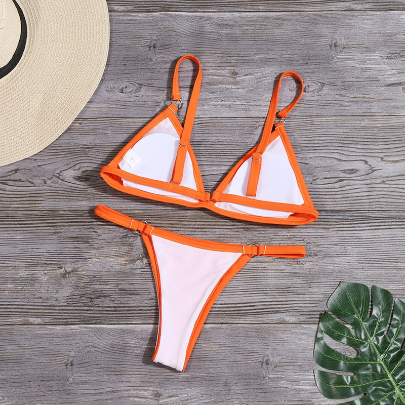 Luisa - Oranger Bikini mit Ringdetails