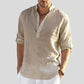 Beige leinen herren hemd mit kragen