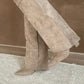 Beige wildlederstiefel für damen