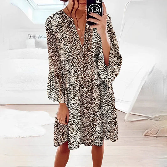 Inès lavigne - leopard print knielanges kleid