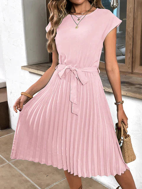 Elegantes - sommerkleid mit taillenband & fliebender a-linie