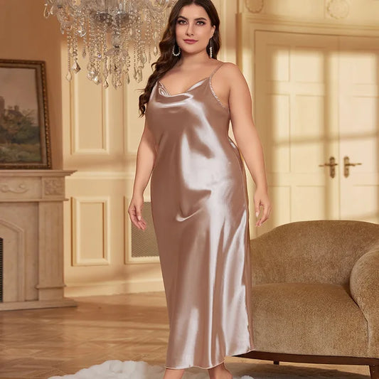 Isabella - Goldenes Satin-Maxikleid