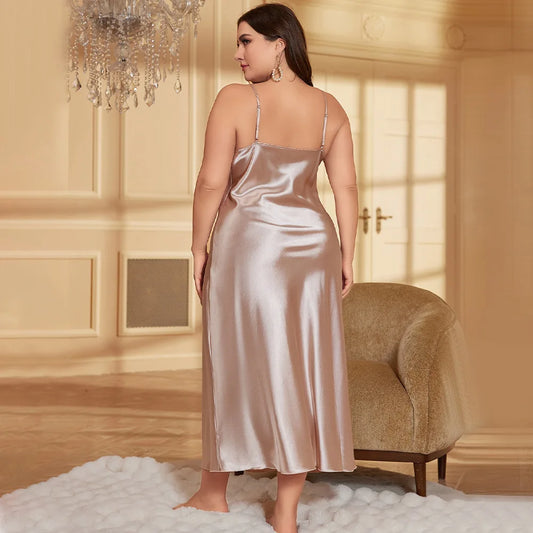 Isabella - Goldenes Satin-Maxikleid