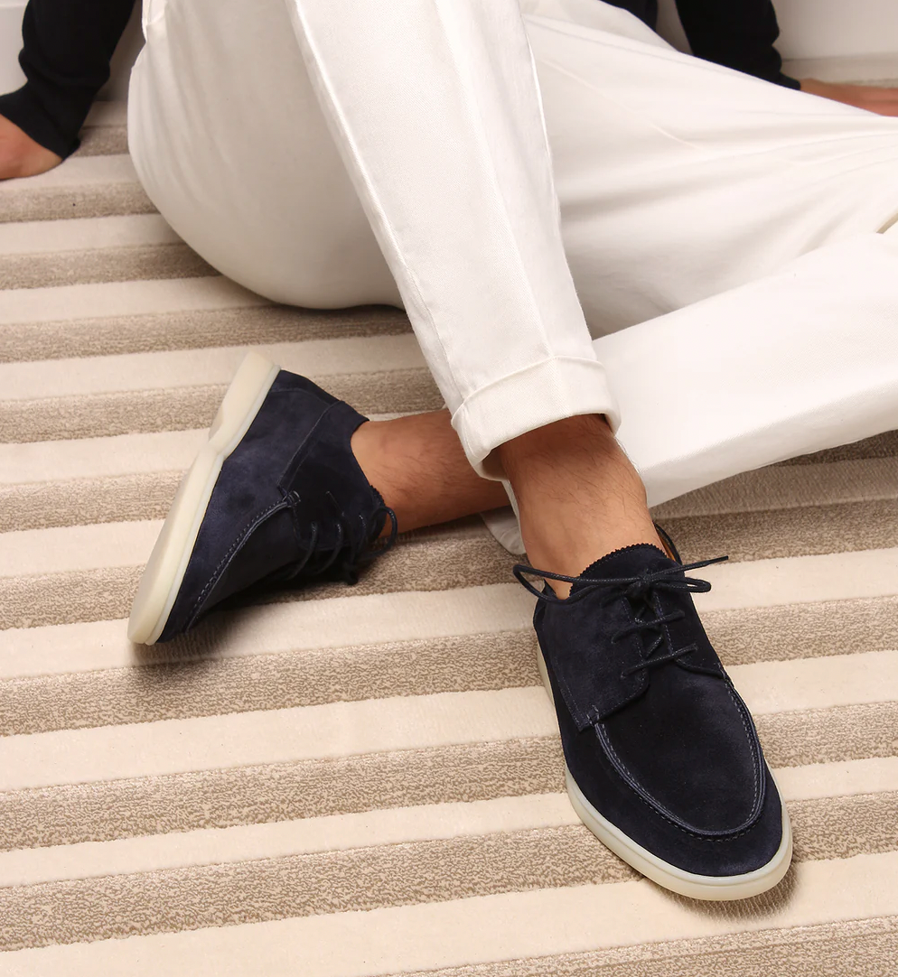 Marineblau Leder loafers für herren