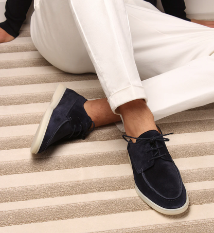 Marineblau Leder loafers für herren