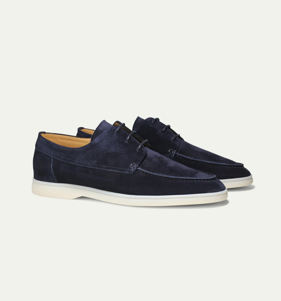 Marineblau Leder loafers für herren