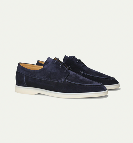 Marineblau Leder loafers für herren