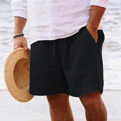 Lukas - Azurblaue Leinenshorts