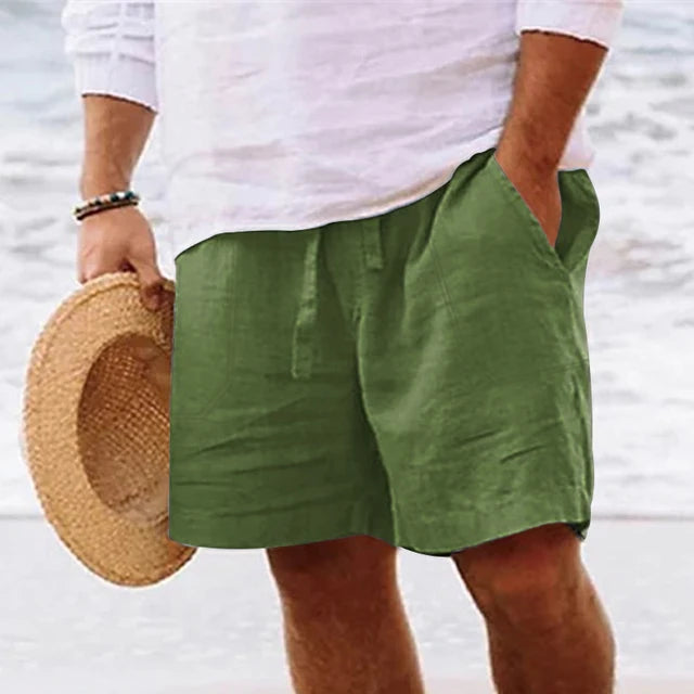 Lukas - Azurblaue Leinenshorts