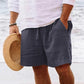 Lukas - Azurblaue Leinenshorts
