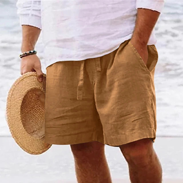 Lukas - Azurblaue Leinenshorts