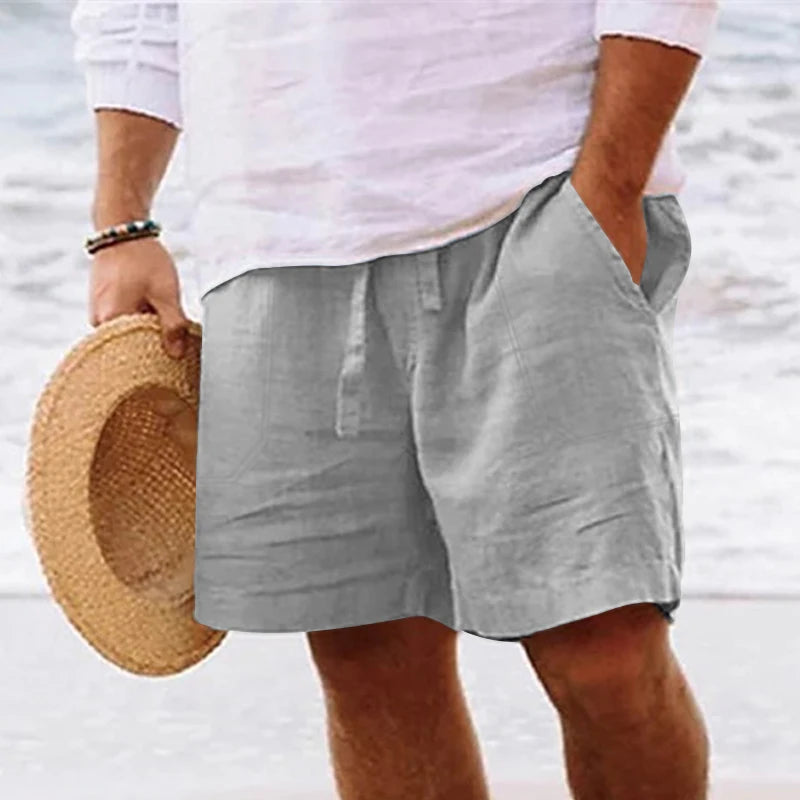Lukas - Azurblaue Leinenshorts