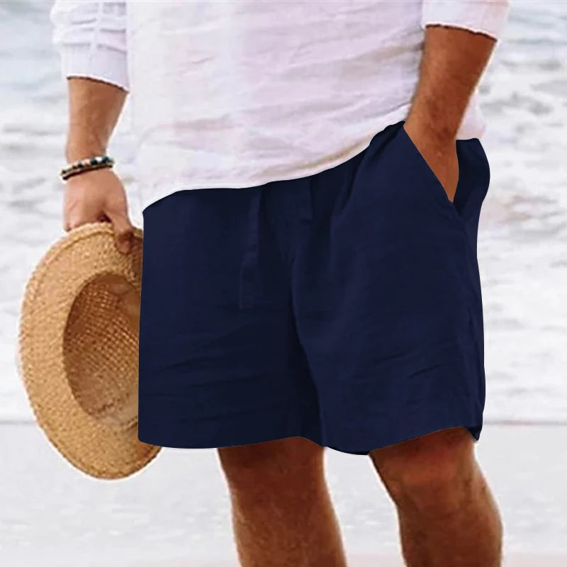 Lukas - Azurblaue Leinenshorts