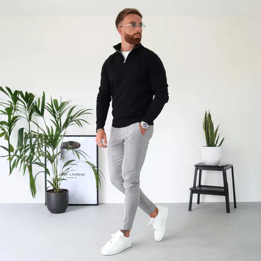 Lässiger herren-pullover mit halbem reißverschluss – herren